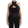 Exte Black Neck Wrap Top Blouse