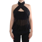 Exte Black Neck Wrap Top Blouse
