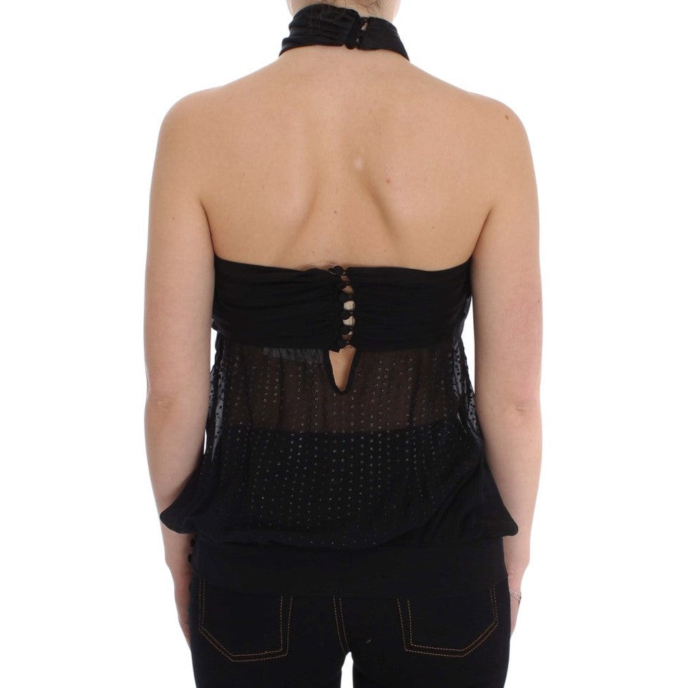 Exte Black Neck Wrap Top Blouse