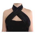 Exte Black Neck Wrap Top Blouse