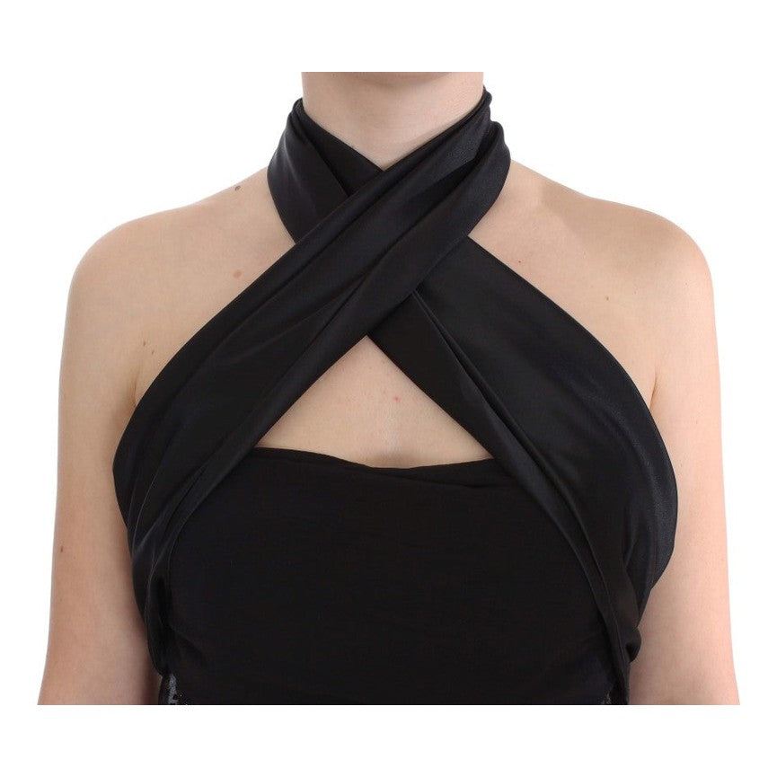 Exte Black Neck Wrap Top Blouse