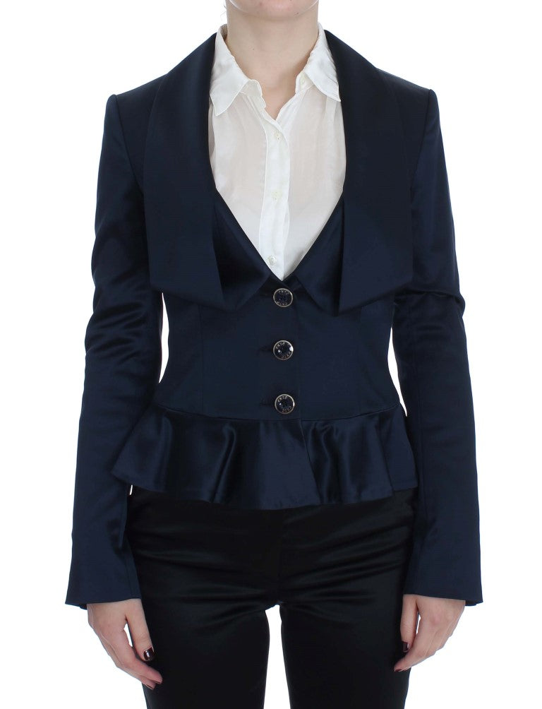 Exte Blue Three Button Single Breasted Blazer Jacket Exte