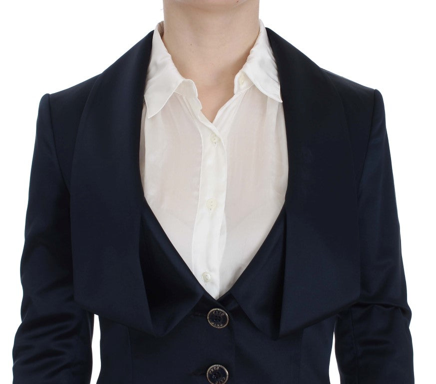 Exte Blue Three Button Single Breasted Blazer Jacket Exte