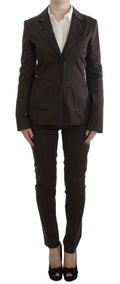Exte Brown Stretch Two Button Suit