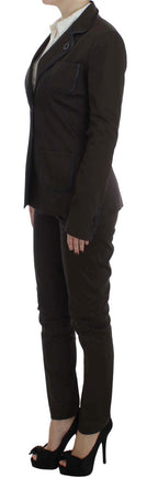 Exte Brown Stretch Two Button Suit