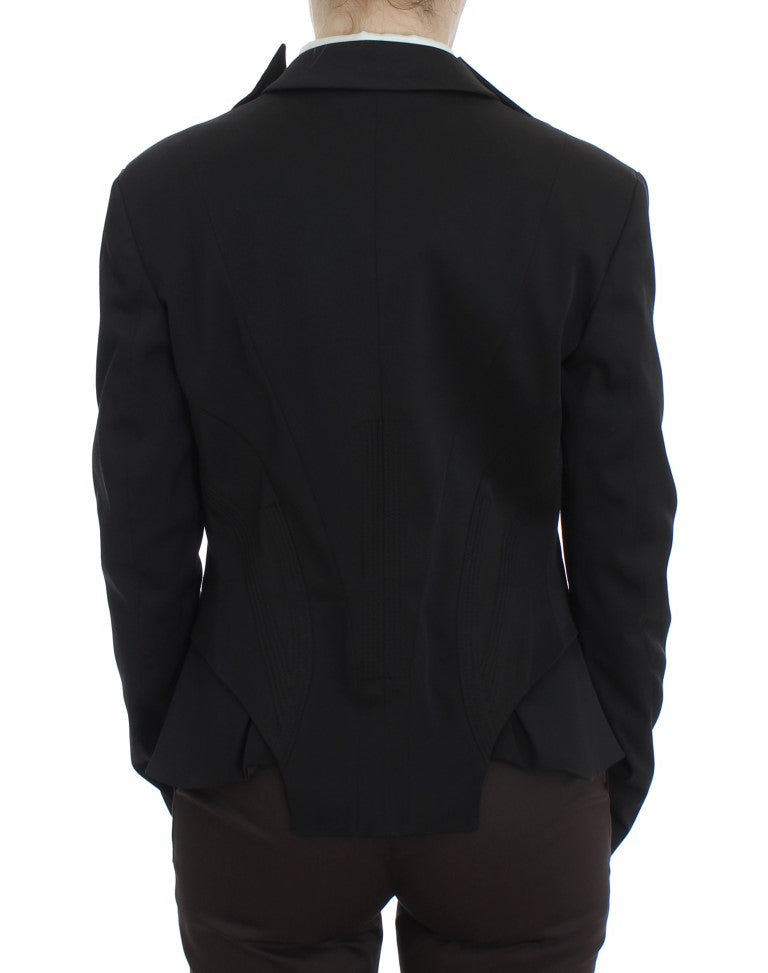 Exte Black Stretch Single Breasted Blazer Jacket Exte