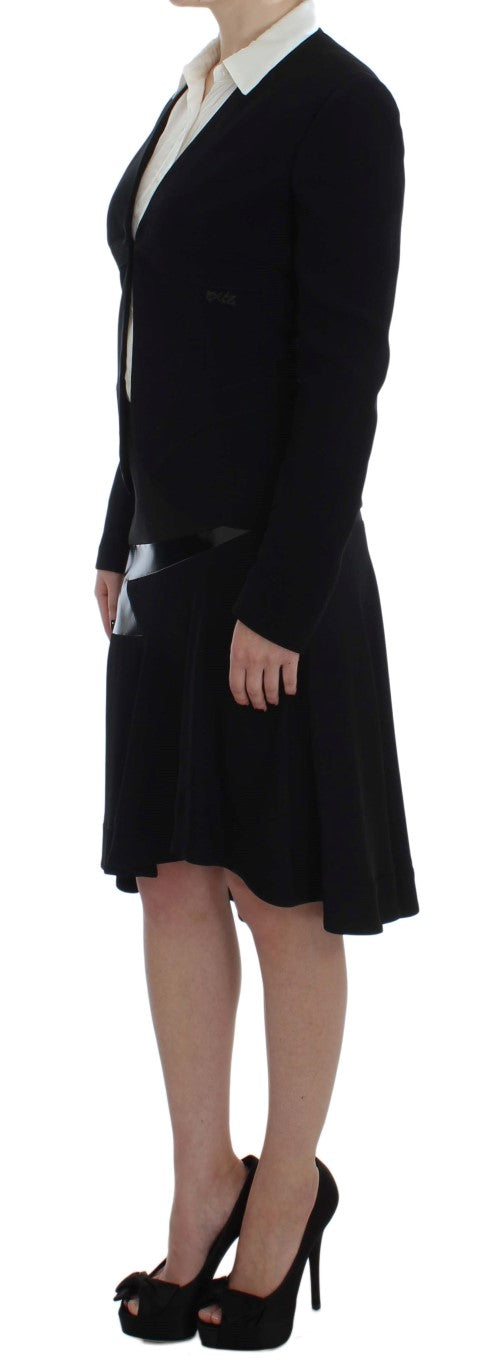 Exte Black Blue Two Piece Suit Skirt & Blazer Exte