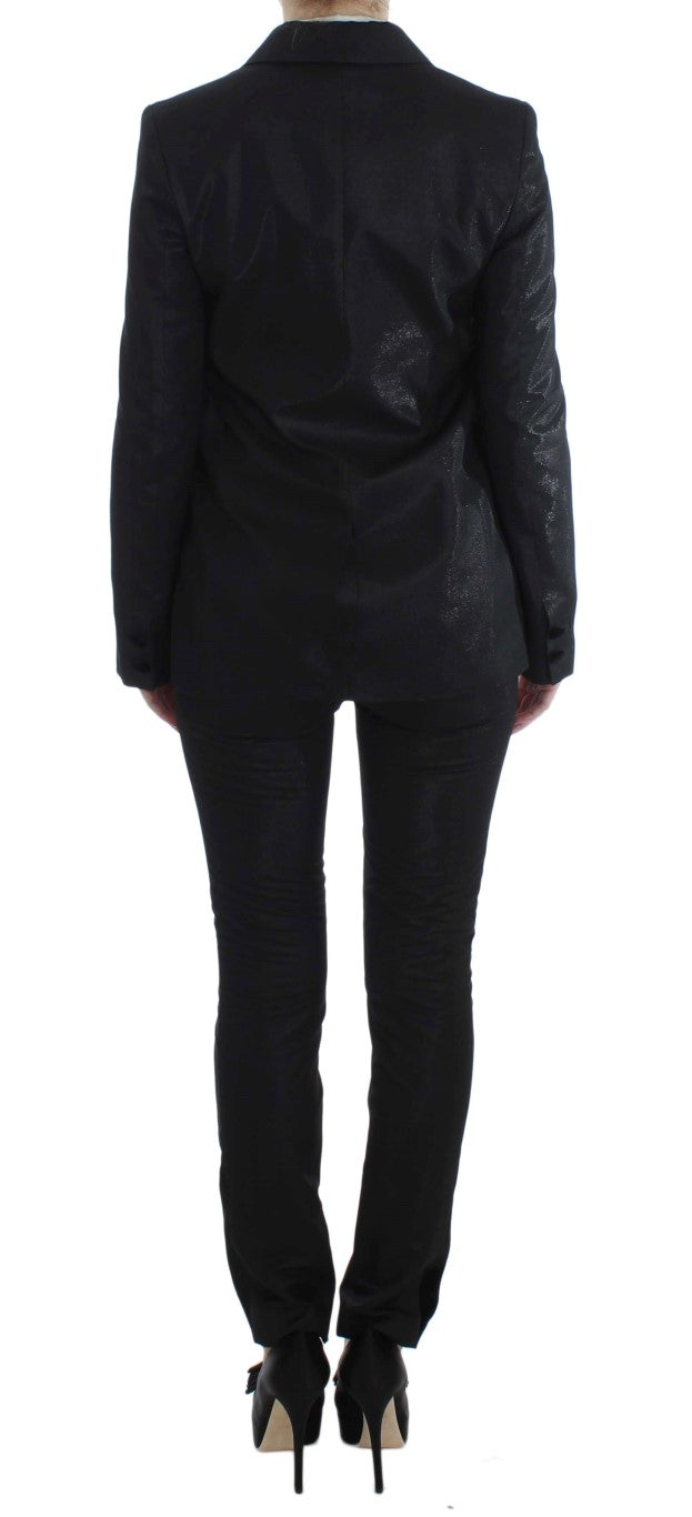 Exte Black One Button Three Piece Suit Exte