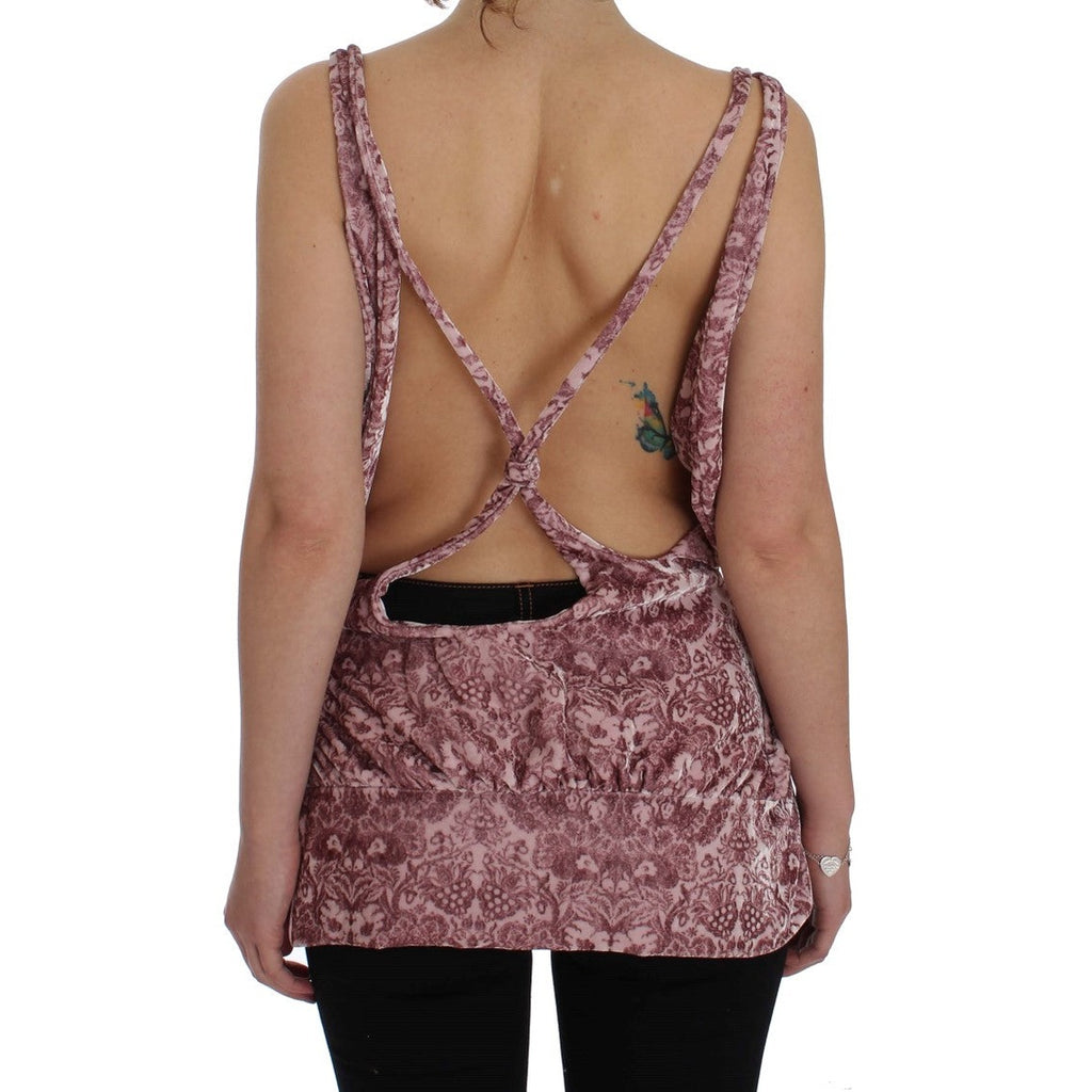 Exte Pink Floral Print Viscose Silk Blouse Top