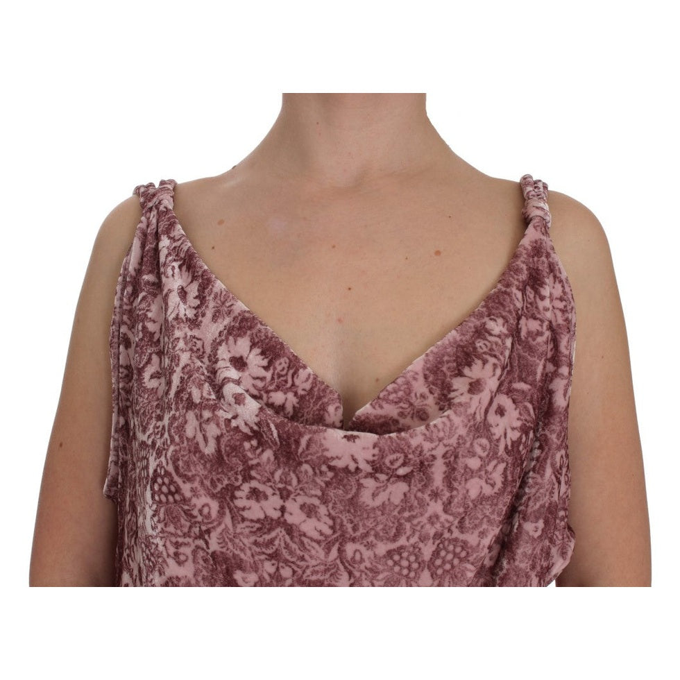 Exte Pink Floral Print Viscose Silk Blouse Top