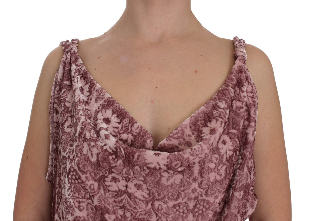 Exte Pink Floral Print Viscose Silk Blouse Top Exte