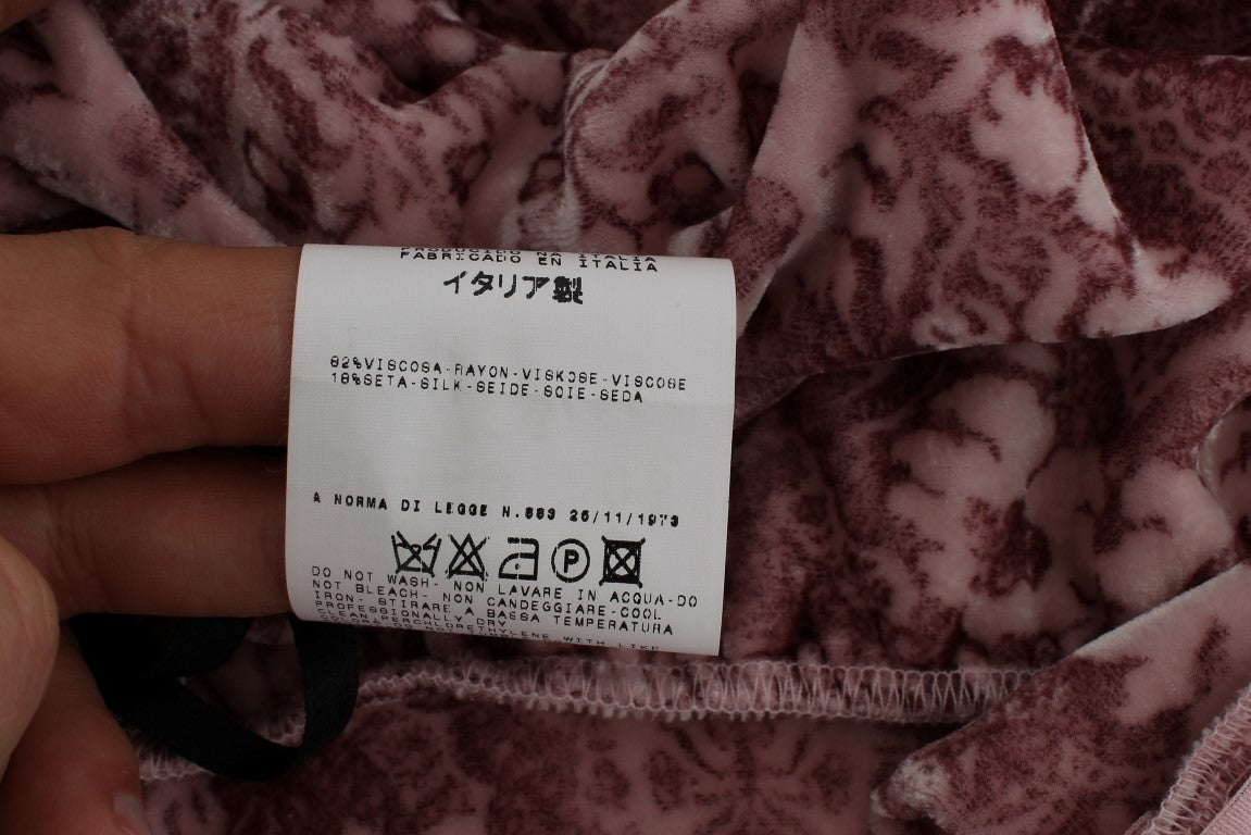 Exte Pink Floral Print Viscose Silk Blouse Top Exte