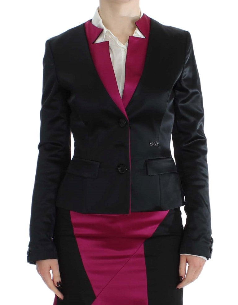 Exte Black Pink Stretch Blazer Jacket Exte