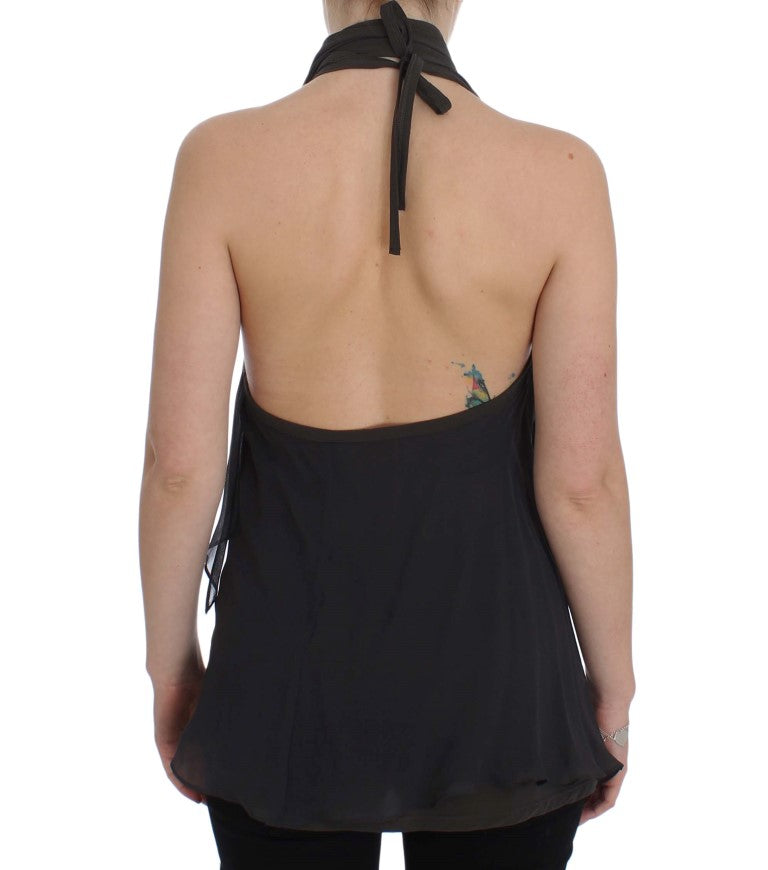 CORA GROPPO Gray Blue Stretch Blouse Top CORA GROPPO