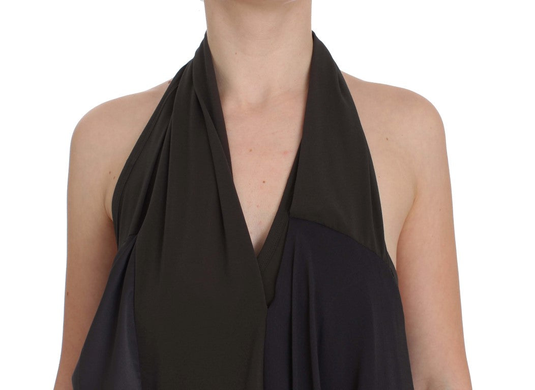 CORA GROPPO Gray Blue Stretch Blouse Top CORA GROPPO