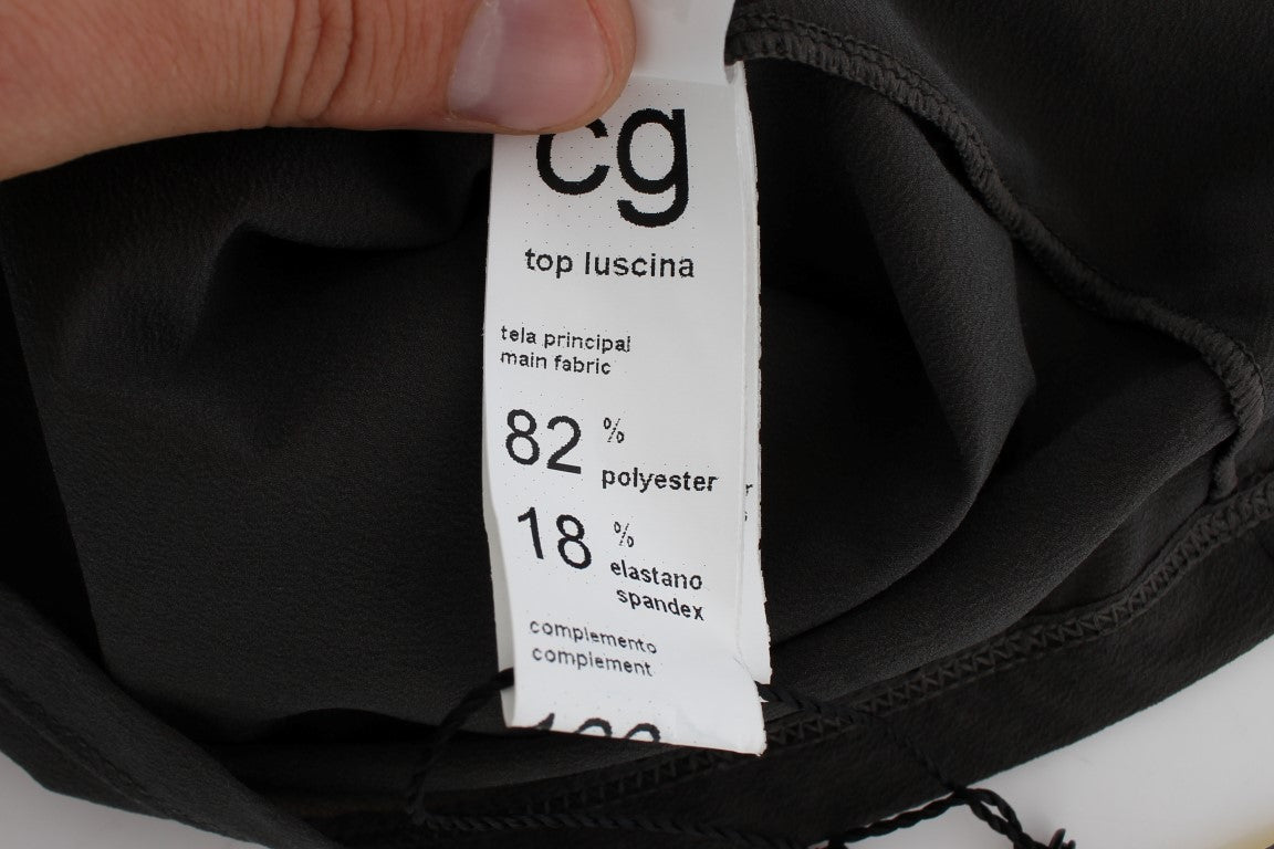 CORA GROPPO Gray Blue Stretch Blouse Top CORA GROPPO