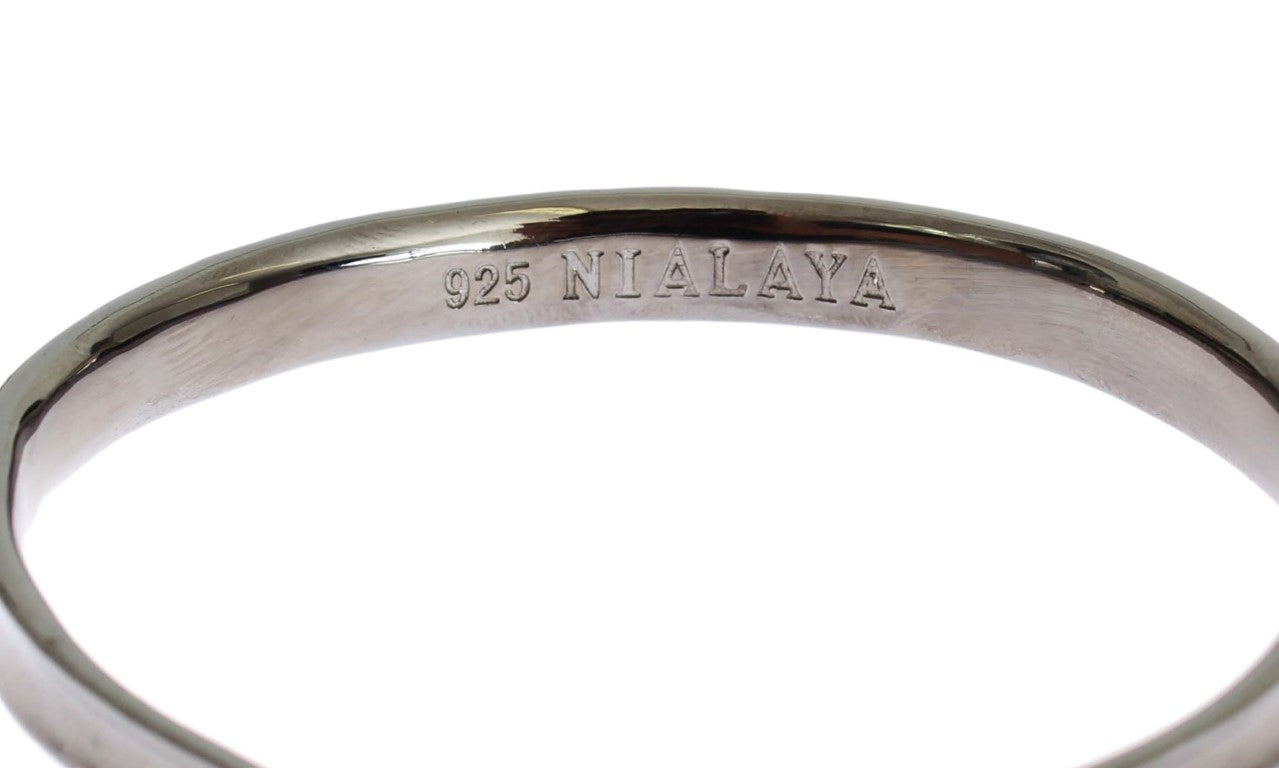 Nialaya Gray Rhodium 925 Silver Bangle Bracelet Nialaya