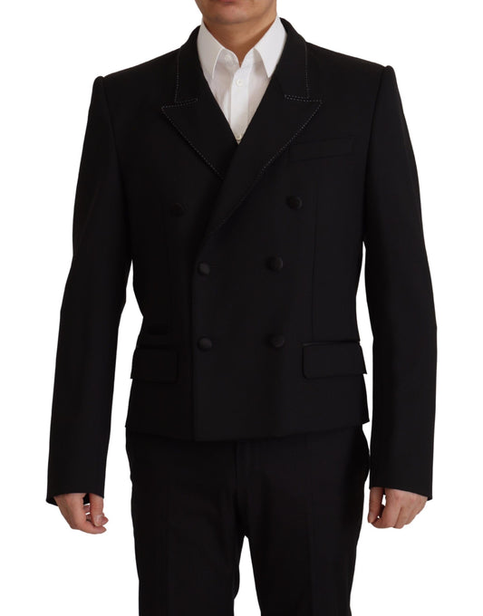 Dolce & Gabbana Black Double Breasted Coat Blazer Jacket Dolce & Gabbana
