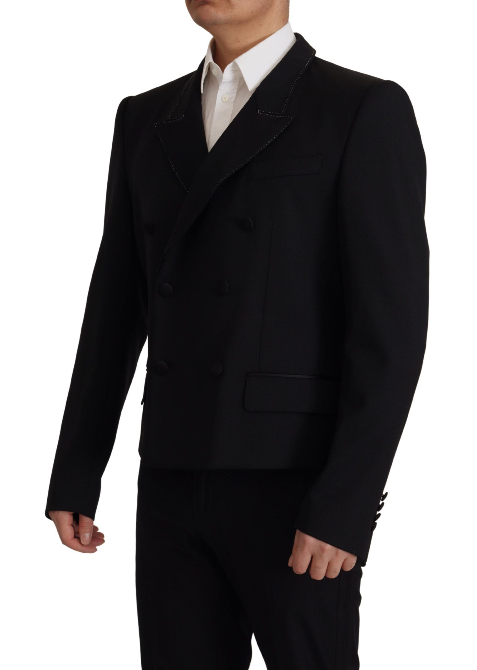 Dolce & Gabbana Black Double Breasted Coat Blazer Jacket Dolce & Gabbana