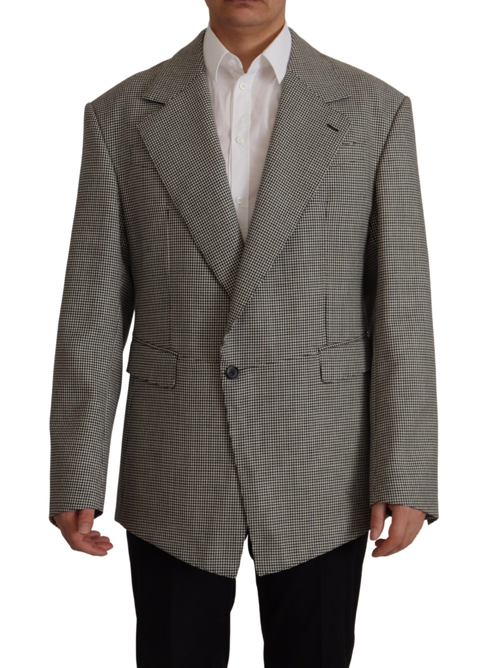 Dolce & Gabbana Gray Checkered Single Breasted Jacket Blazer Dolce & Gabbana