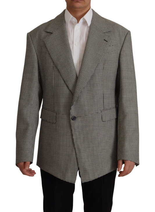 Dolce & Gabbana Gray Checkered Single Breasted Jacket Blazer Dolce & Gabbana