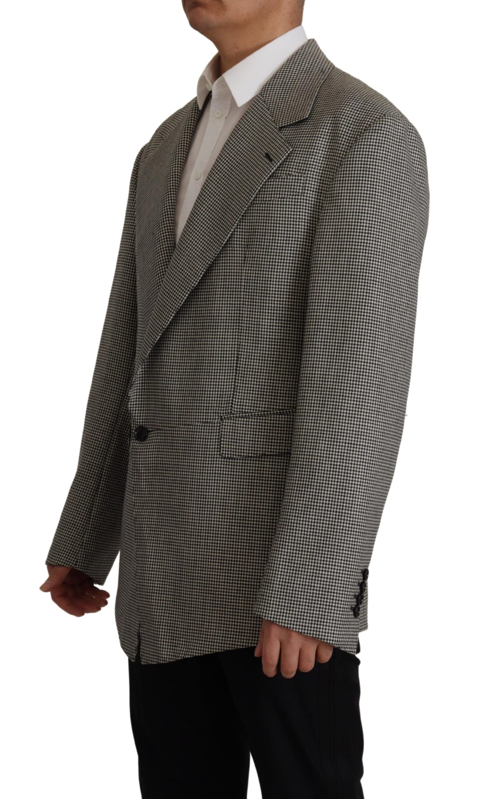 Dolce & Gabbana Gray Checkered Single Breasted Jacket Blazer Dolce & Gabbana