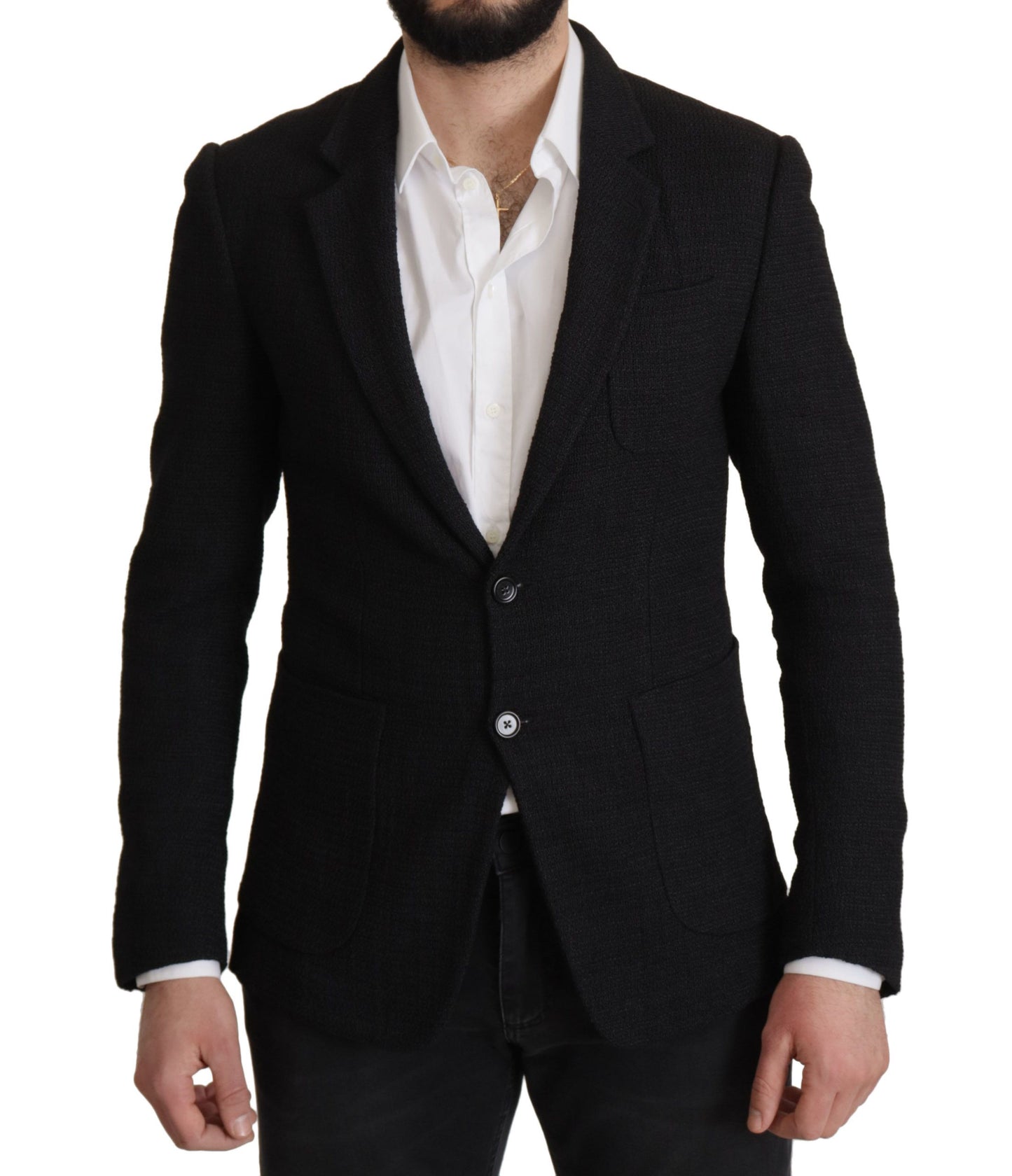 Dolce & Gabbana Black Single Breasted Coat Men Blazer Dolce & Gabbana