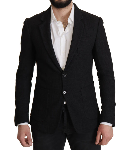Dolce & Gabbana Black Single Breasted Coat Men Blazer Dolce & Gabbana