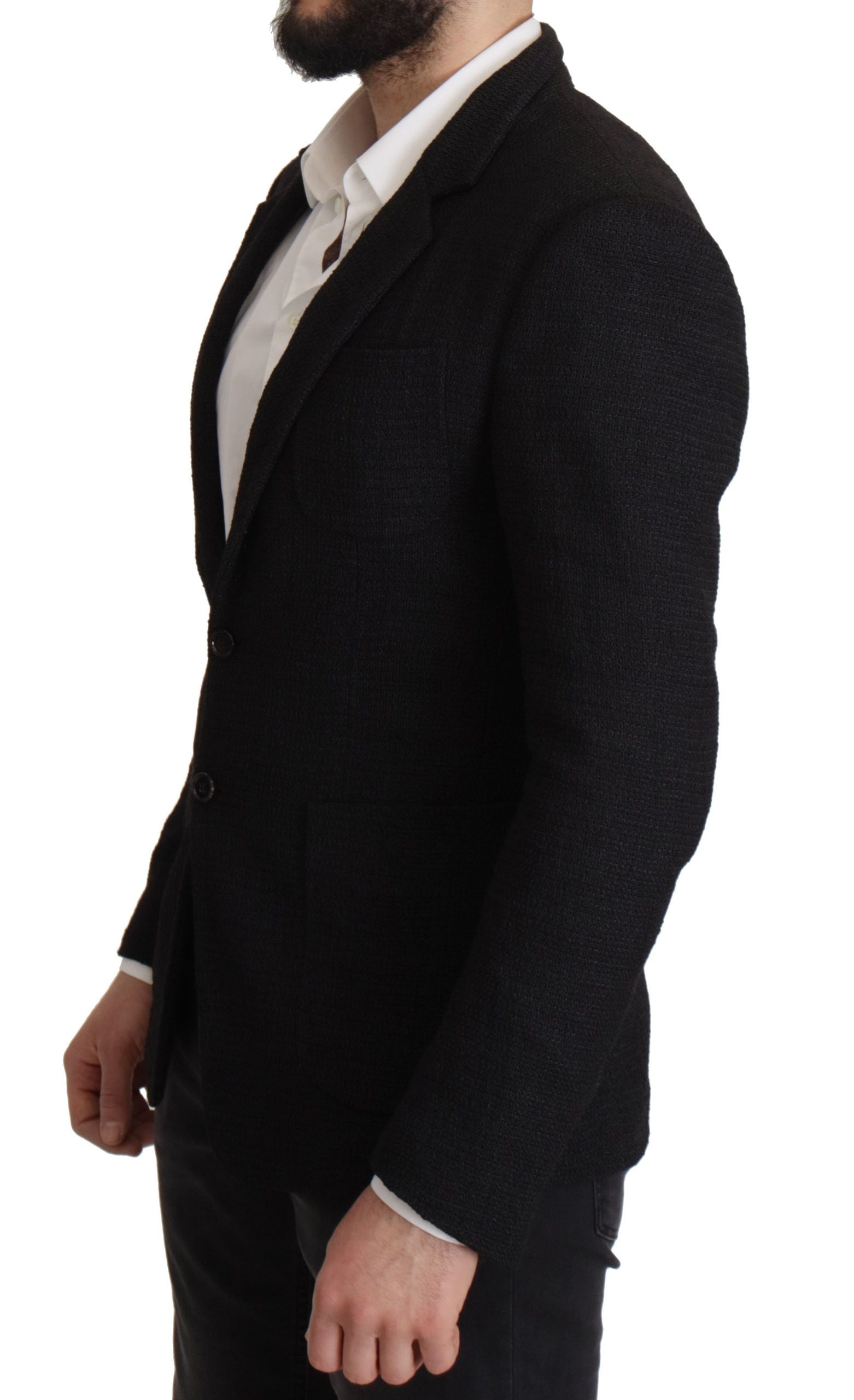 Dolce & Gabbana Black Single Breasted Coat Men Blazer Dolce & Gabbana