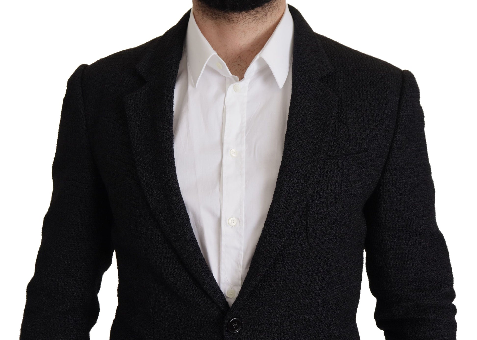 Dolce & Gabbana Black Single Breasted Coat Men Blazer Dolce & Gabbana