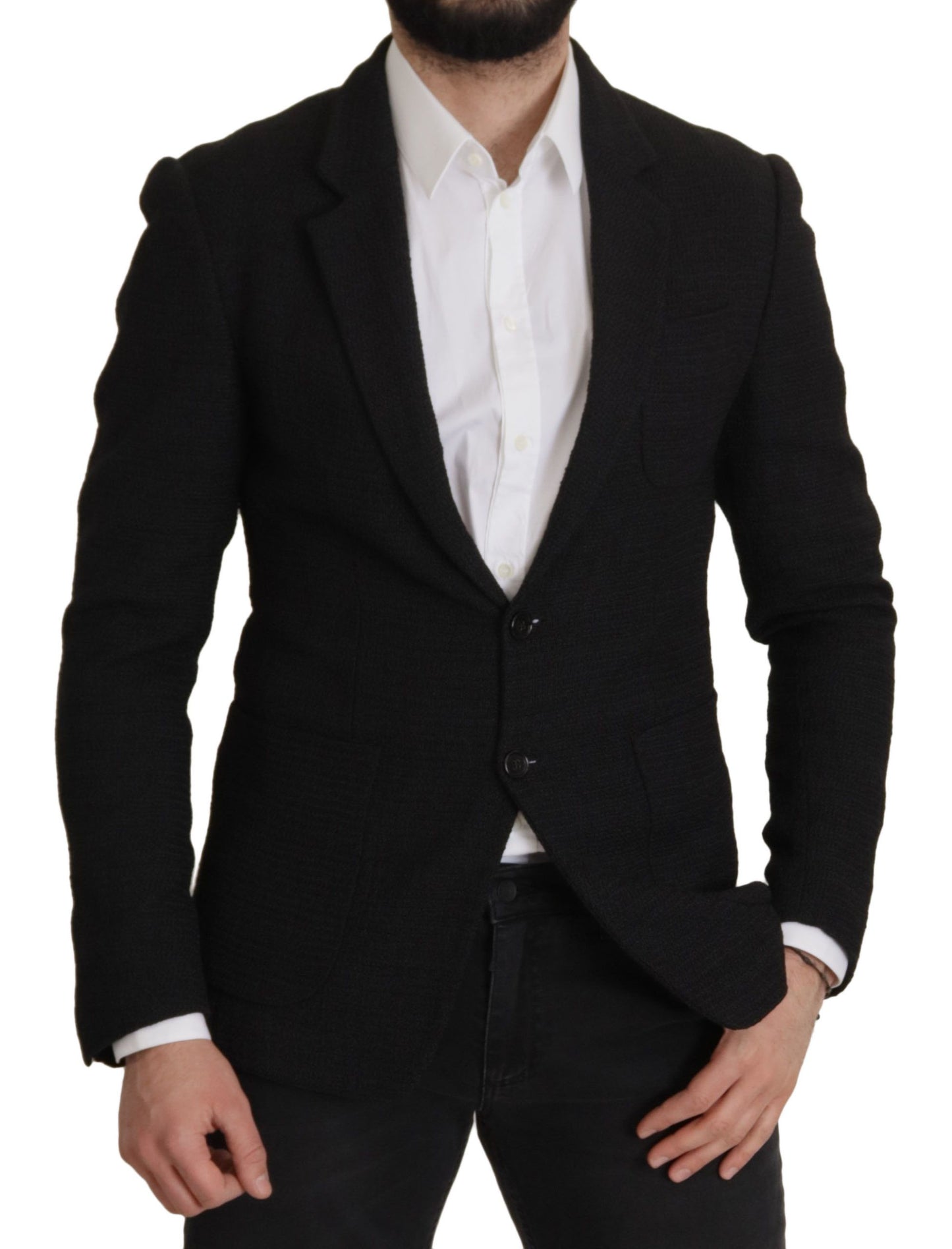 Dolce & Gabbana Black Single Breasted Coat Men Blazer Dolce & Gabbana
