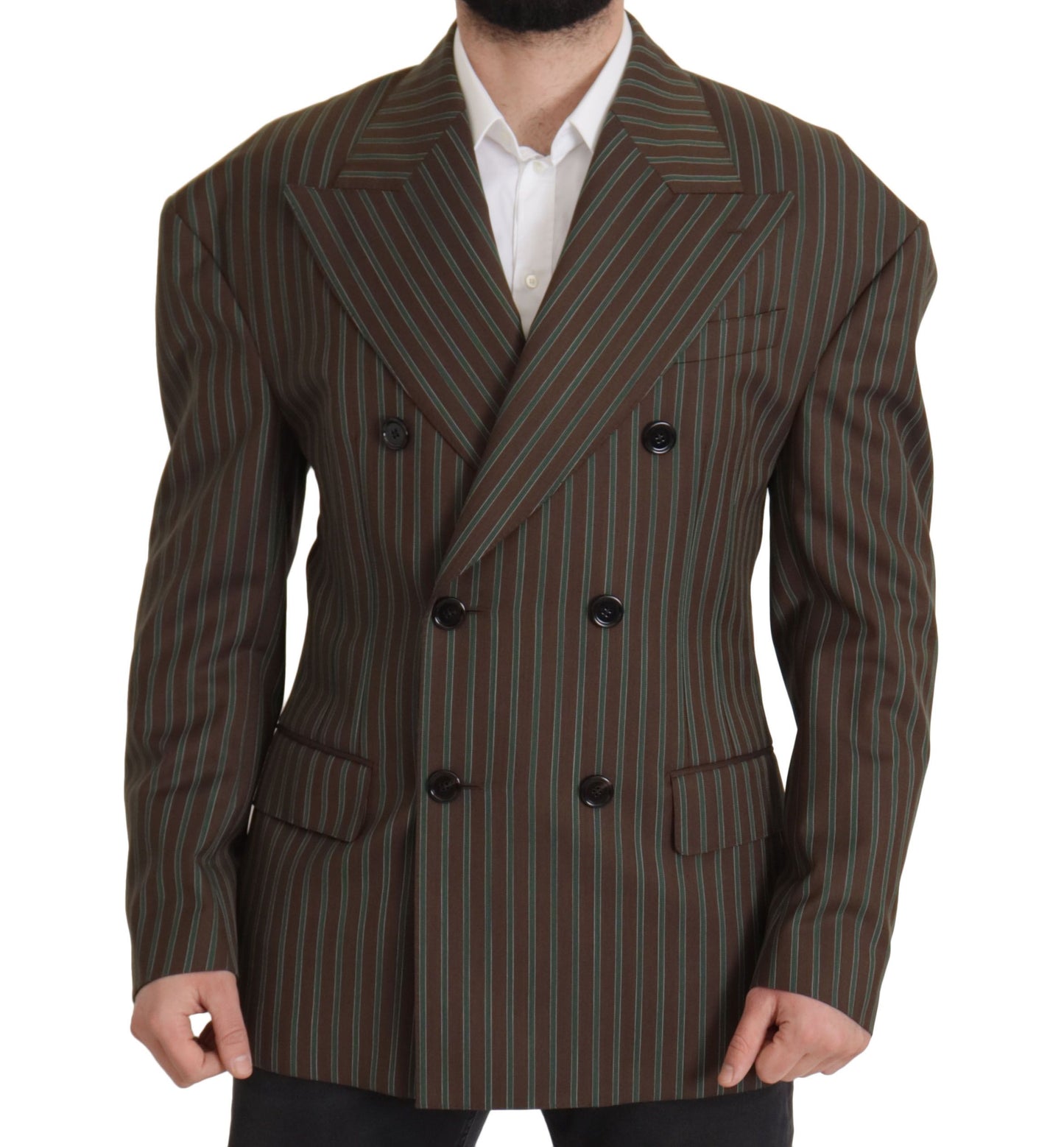 Dolce & Gabbana Multicolor Stripes Double Breasted Blazer Dolce & Gabbana