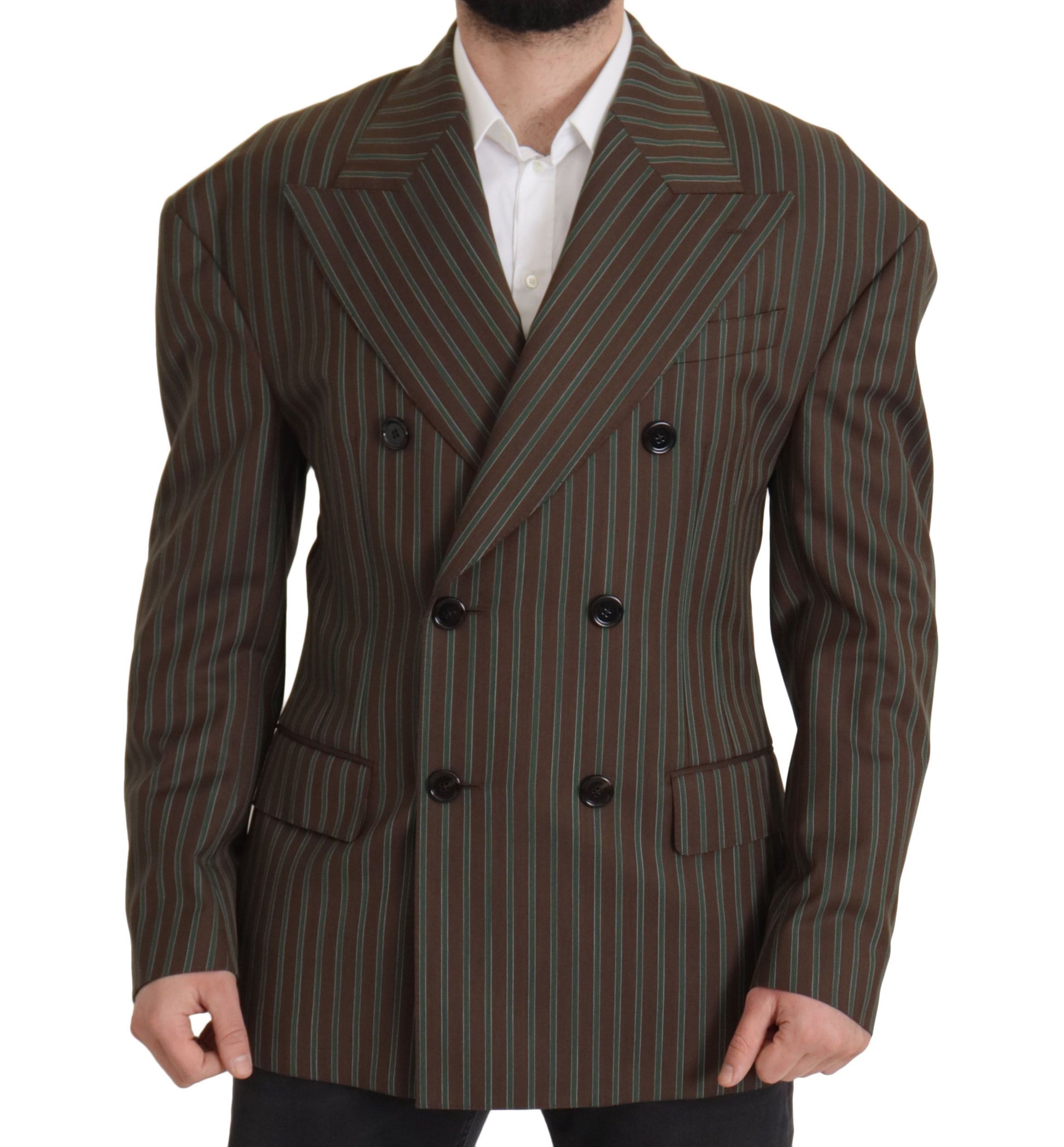 Dolce & Gabbana Multicolor Stripes Double Breasted Blazer Dolce & Gabbana