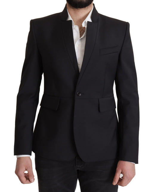 Dolce & Gabbana Black Wool Single Breasted Coat Men Blazer Dolce & Gabbana