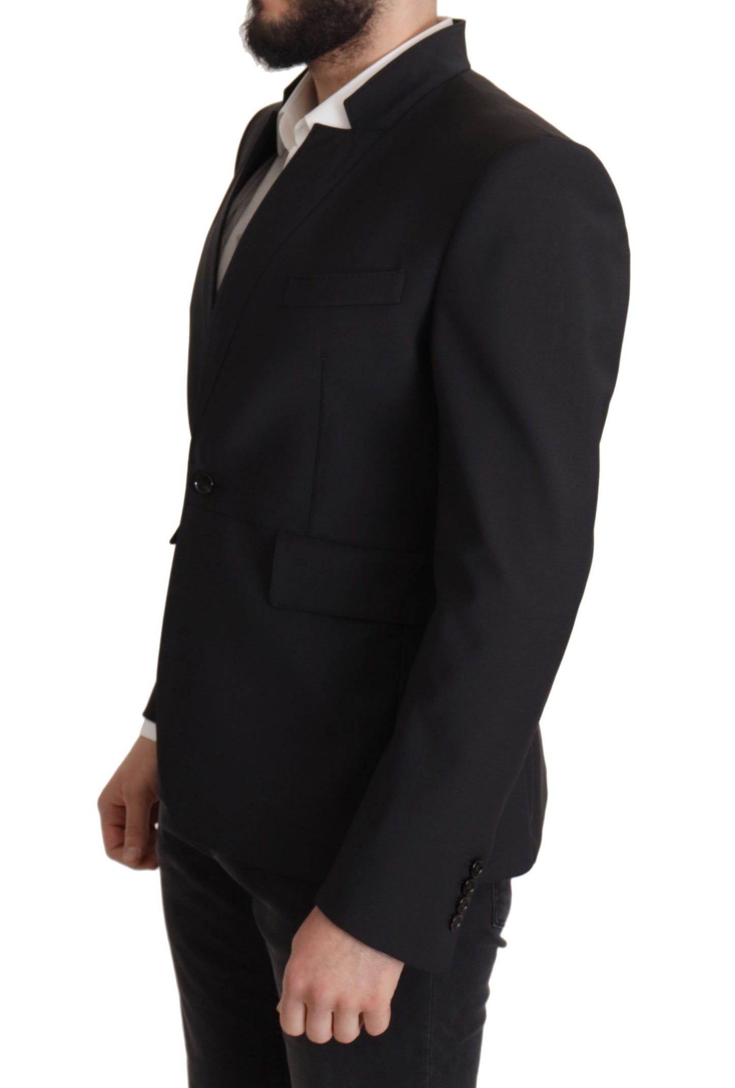 Dolce & Gabbana Black Wool Single Breasted Coat Men Blazer Dolce & Gabbana