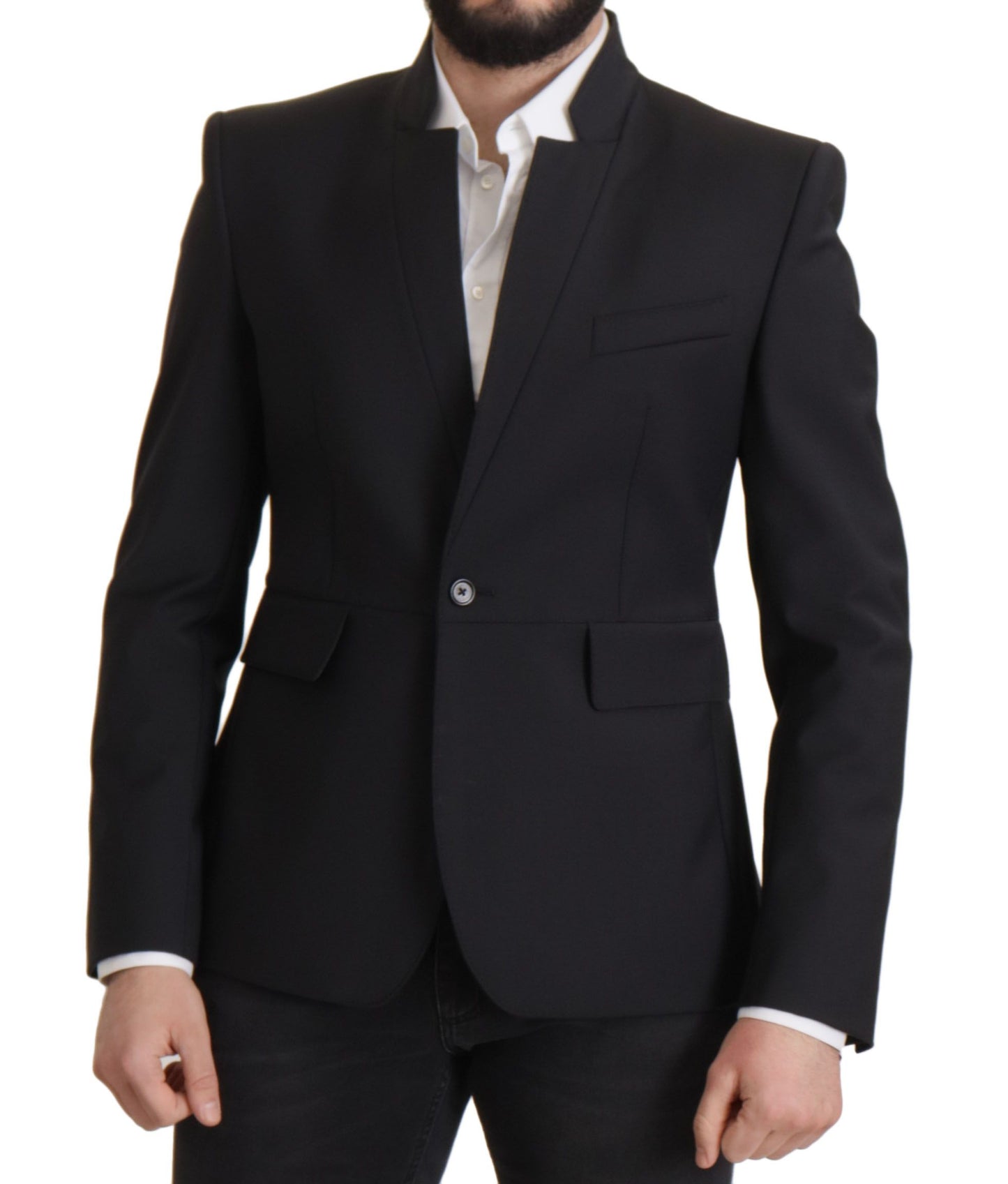 Dolce & Gabbana Black Wool Single Breasted Coat Men Blazer Dolce & Gabbana