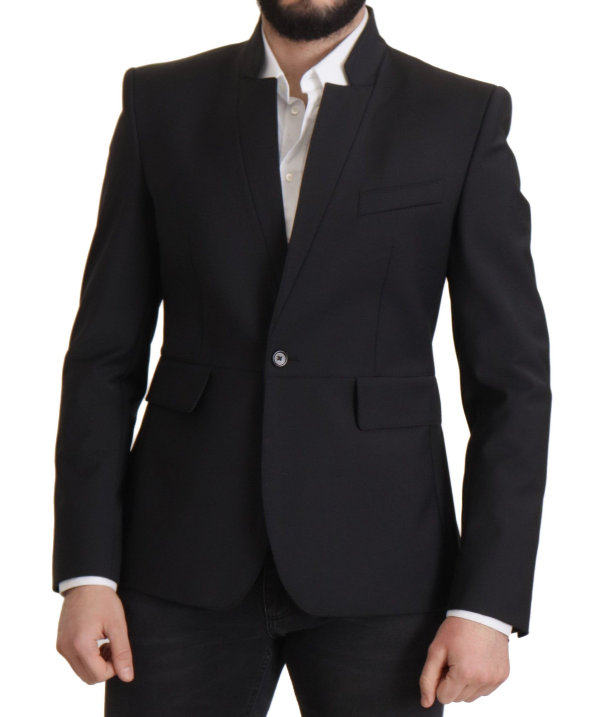 Dolce & Gabbana Black Wool Single Breasted Coat Men Blazer Dolce & Gabbana