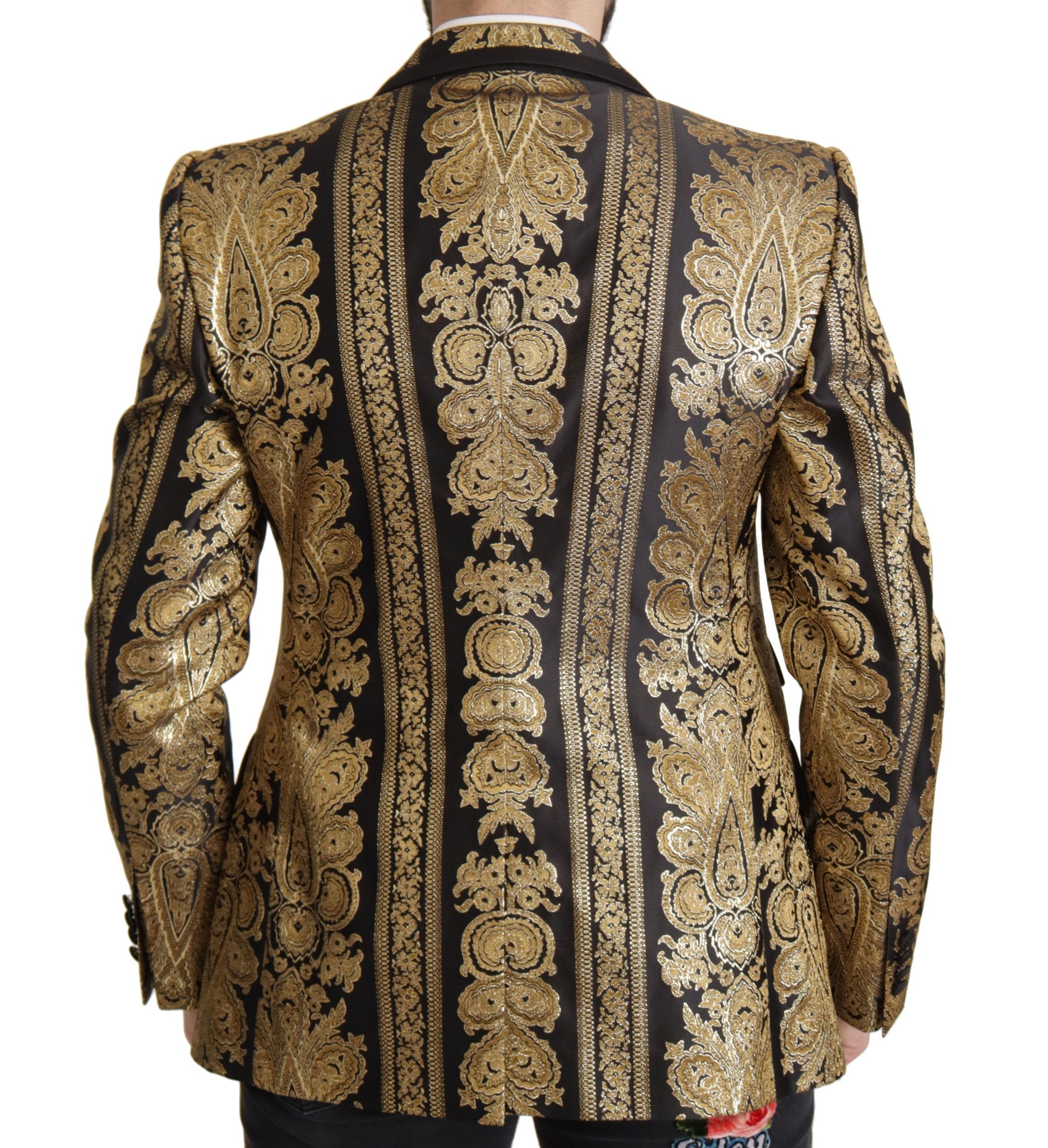 Dolce & Gabbana Black Gold Jacquard Single Breasted Blazer Dolce & Gabbana