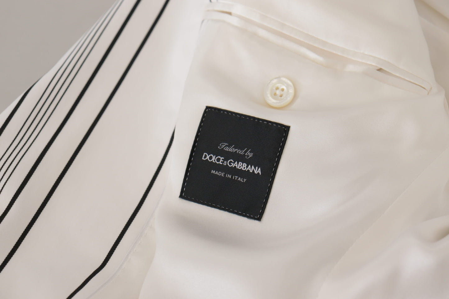 Dolce & Gabbana White Stripes Cotton Single Breasted Blazer Dolce & Gabbana