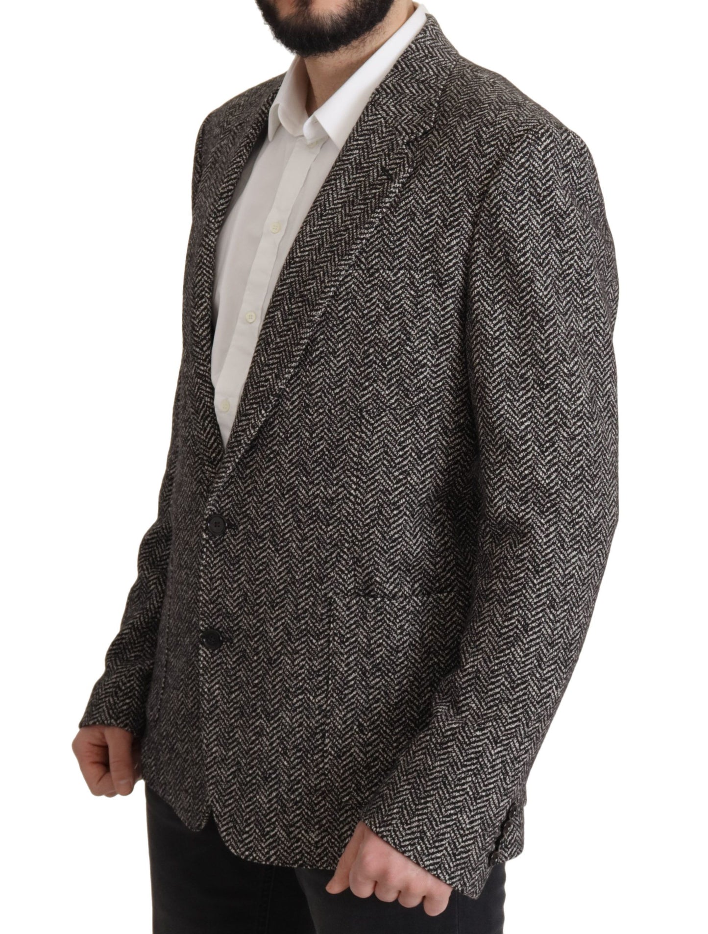 Dolce & Gabbana Gray Cotton Single Breasted Fantasy Blazer Dolce & Gabbana