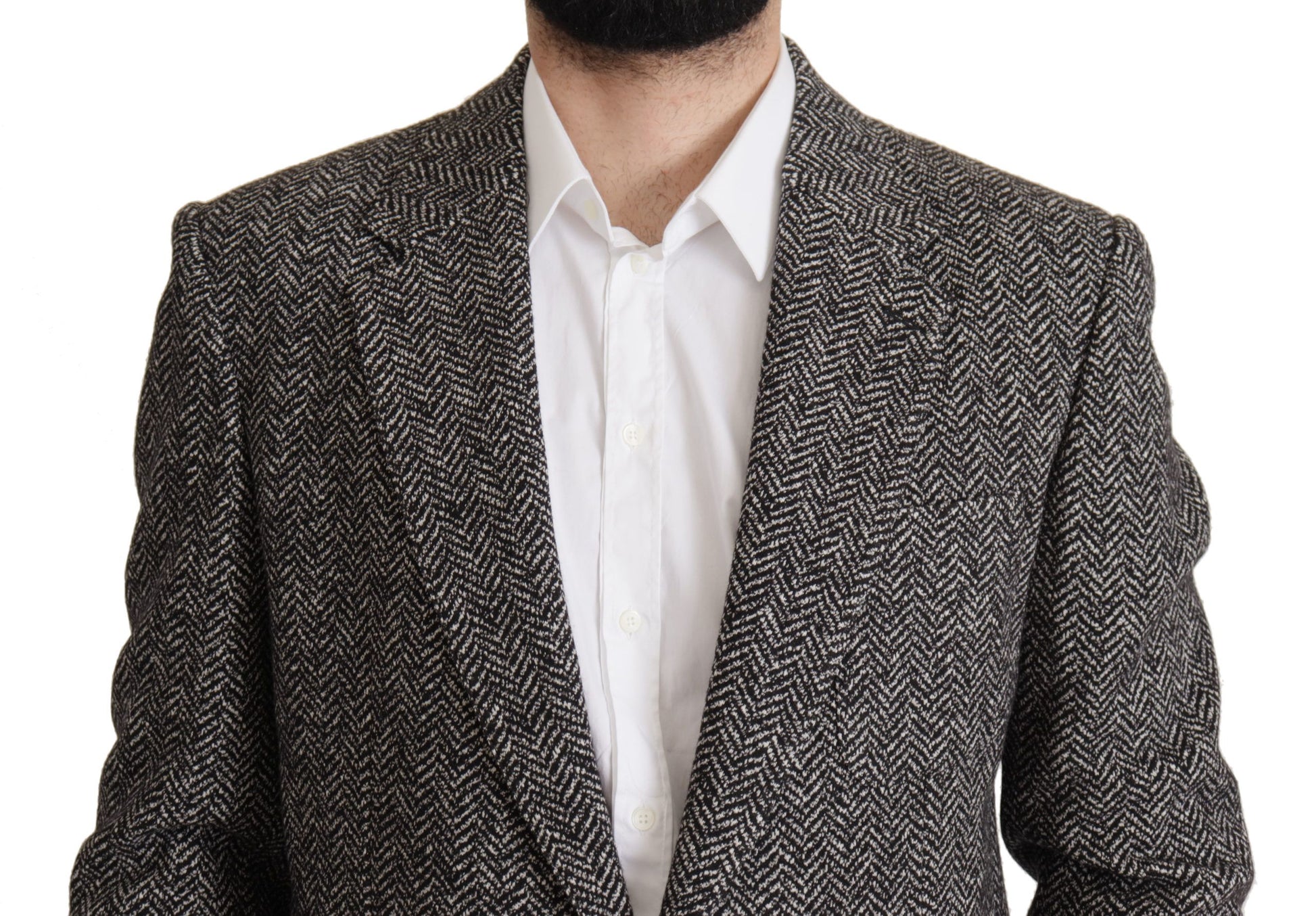 Dolce & Gabbana Gray Cotton Single Breasted Fantasy Blazer Dolce & Gabbana