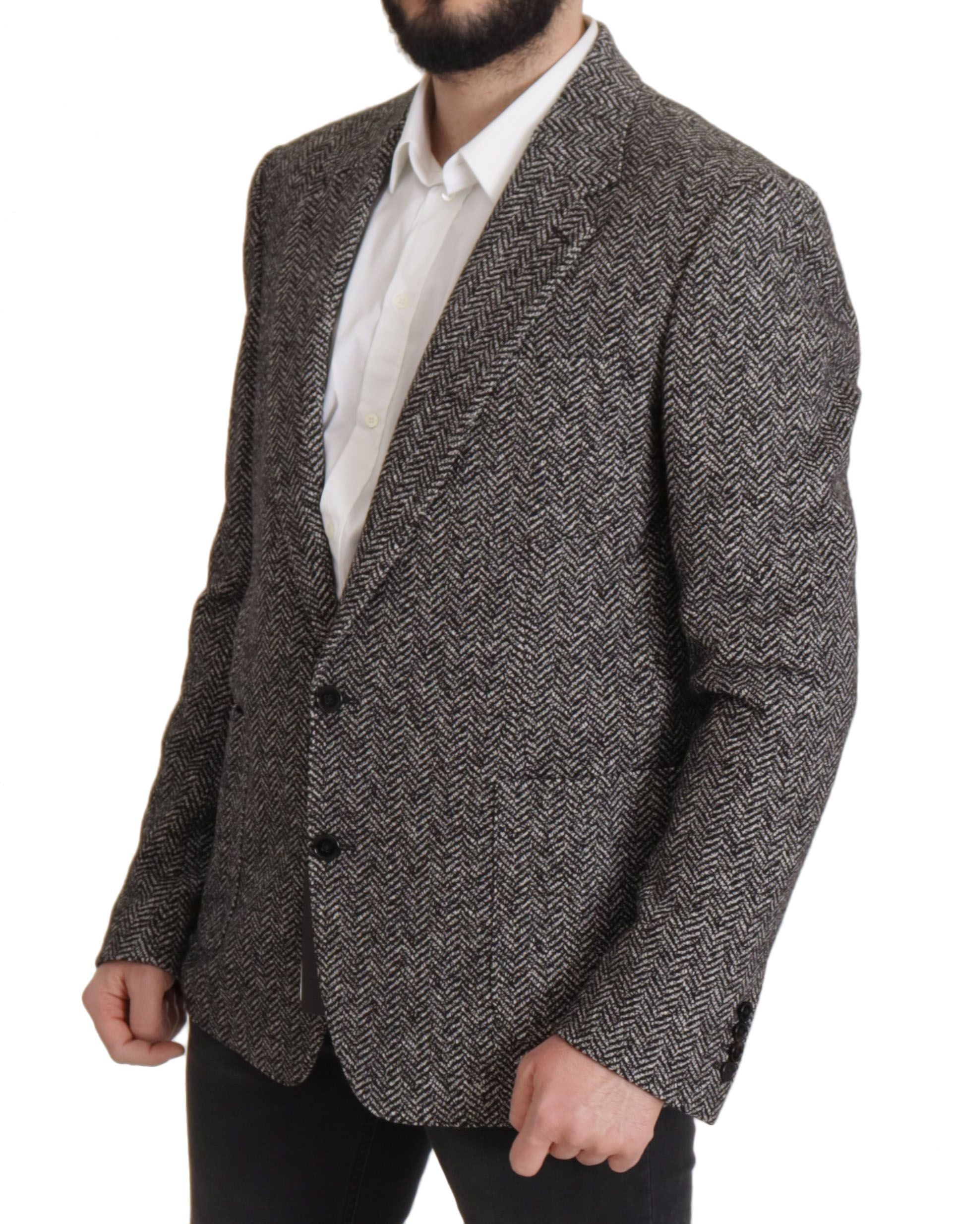 Dolce & Gabbana Gray Cotton Single Breasted Fantasy Blazer Dolce & Gabbana