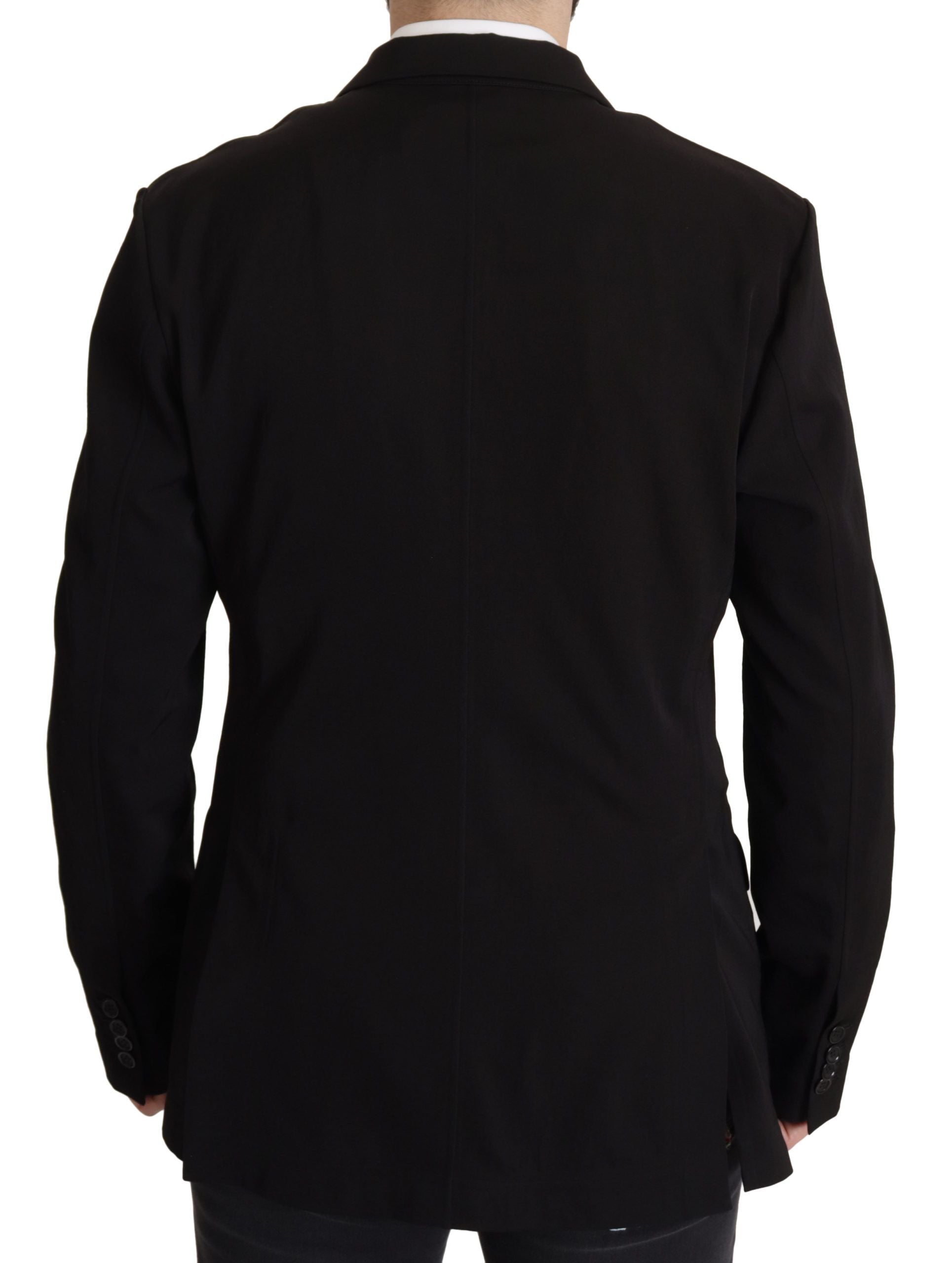 Dolce & Gabbana Black Wool Single Breasted Coat Blazer Dolce & Gabbana