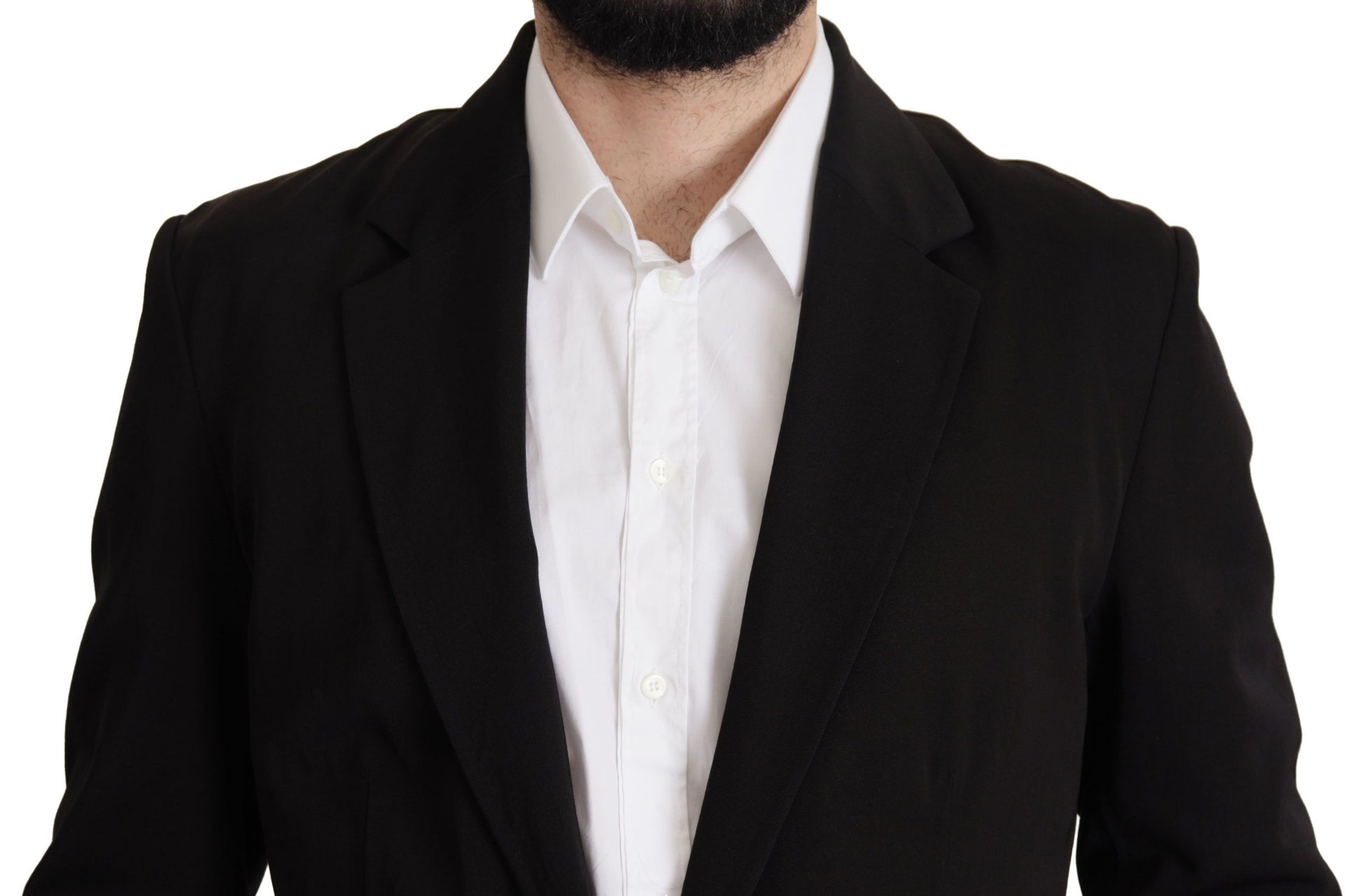 Dolce & Gabbana Black Wool Single Breasted Coat Blazer Dolce & Gabbana