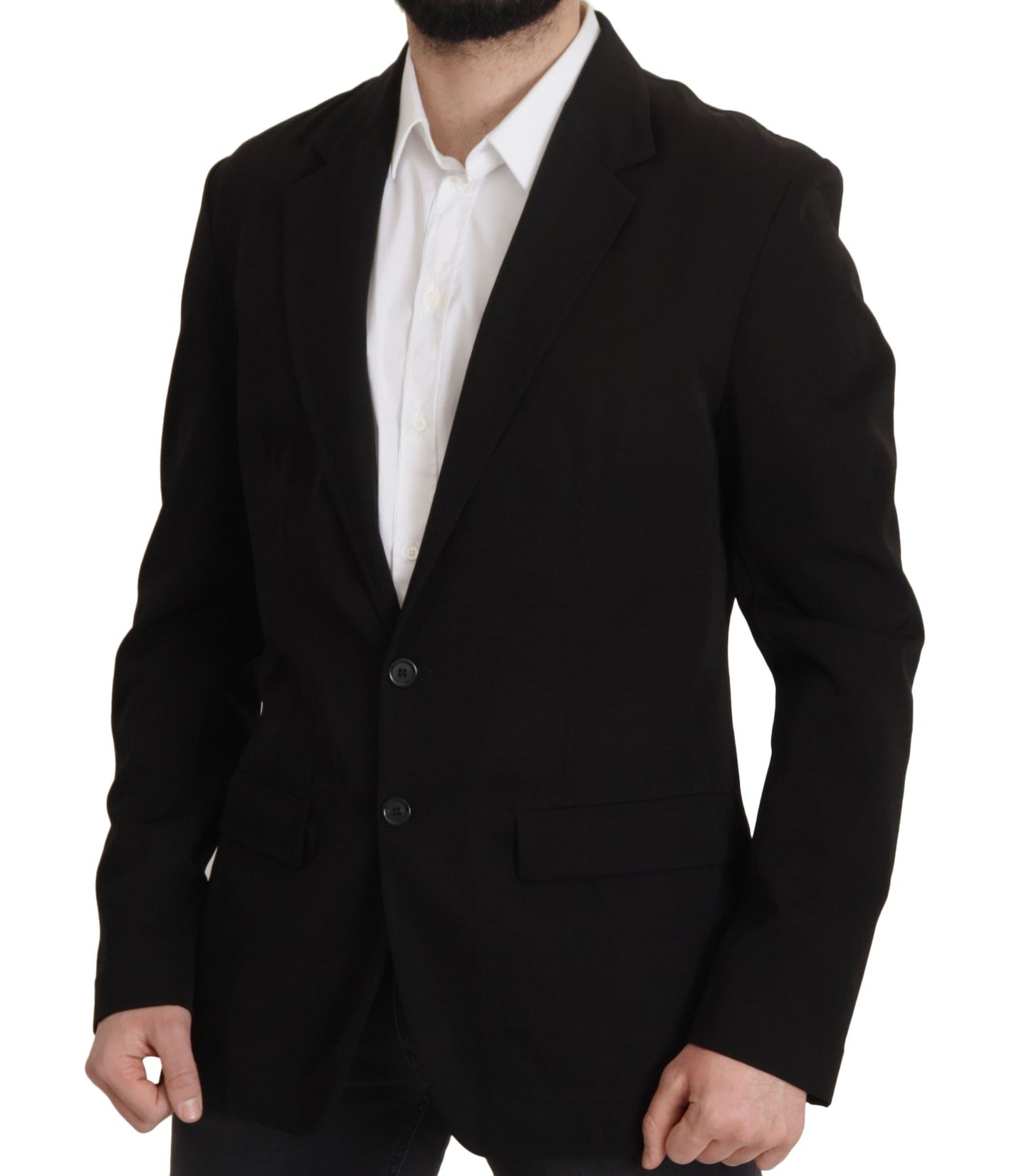 Dolce & Gabbana Black Wool Single Breasted Coat Blazer Dolce & Gabbana