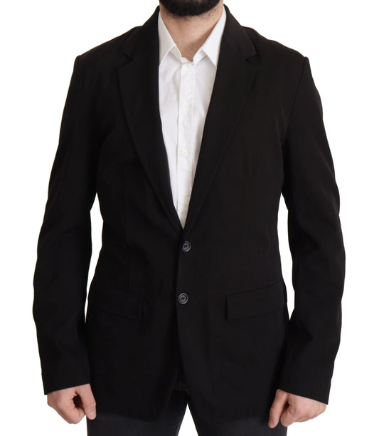 Dolce & Gabbana Black Wool Single Breasted Coat Blazer Dolce & Gabbana
