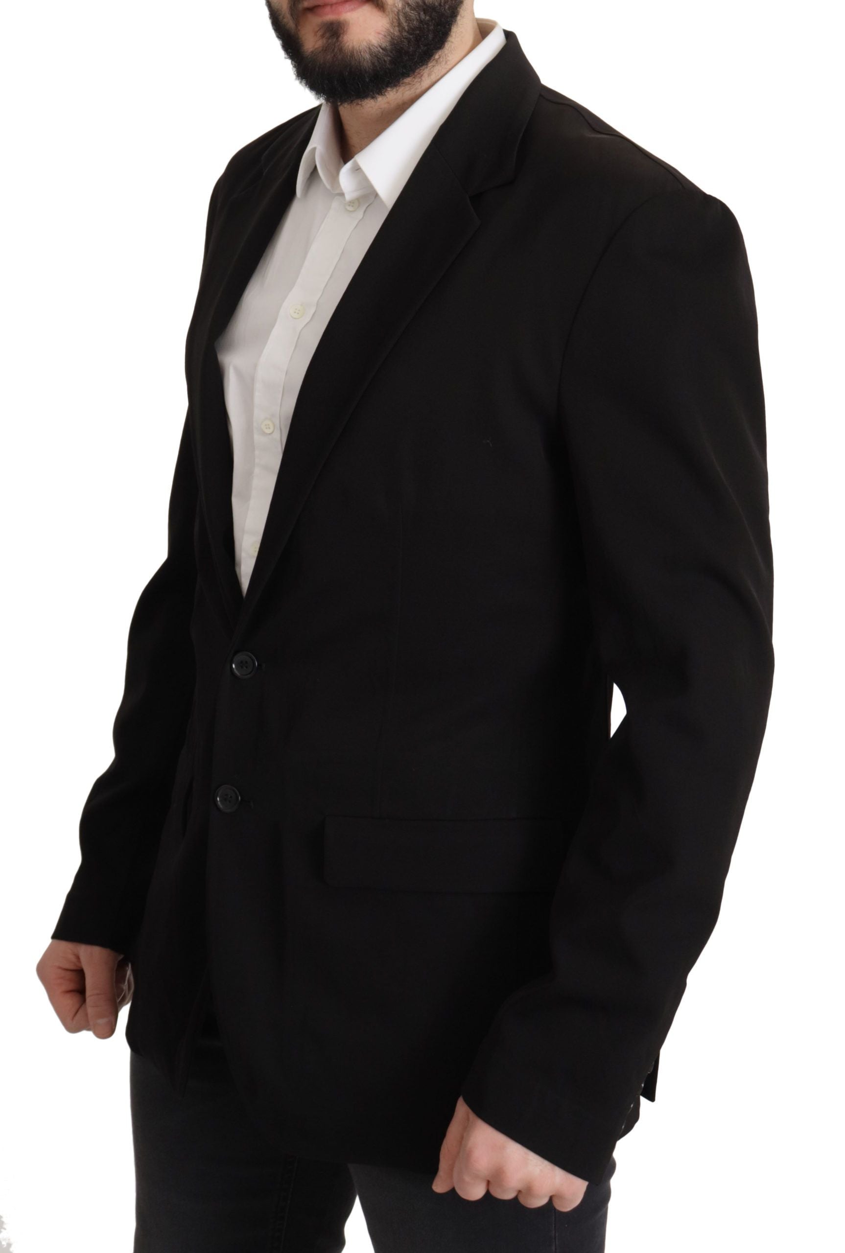 Dolce & Gabbana Black Wool Single Breasted Coat Blazer Dolce & Gabbana