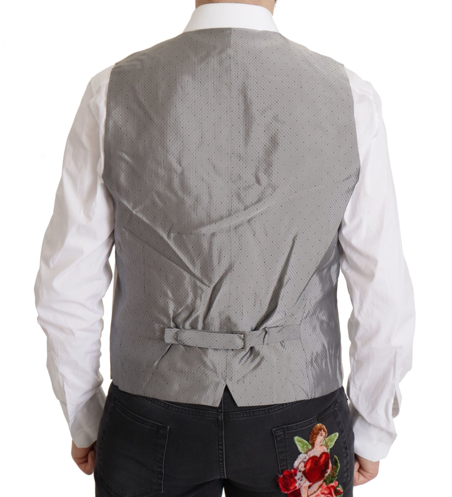 Dolce & Gabbana Gray Silk Single Breasted 2 Pc Blazer Dolce & Gabbana