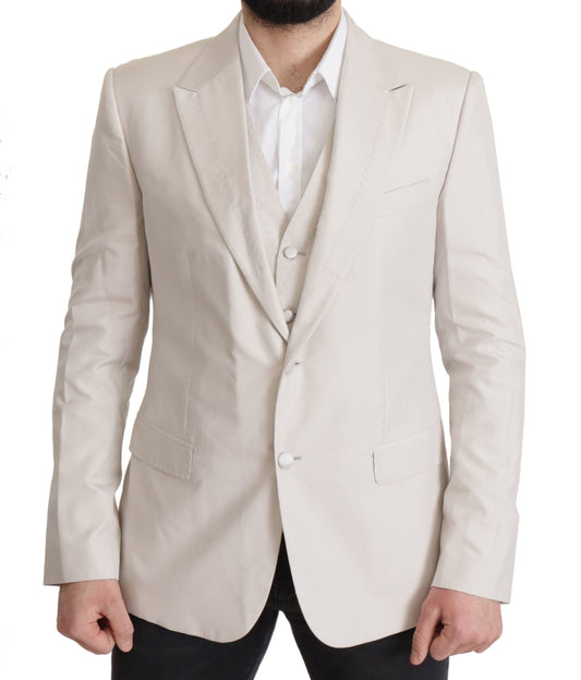 Dolce & Gabbana Gray Silk Single Breasted 2 Pc Blazer Dolce & Gabbana