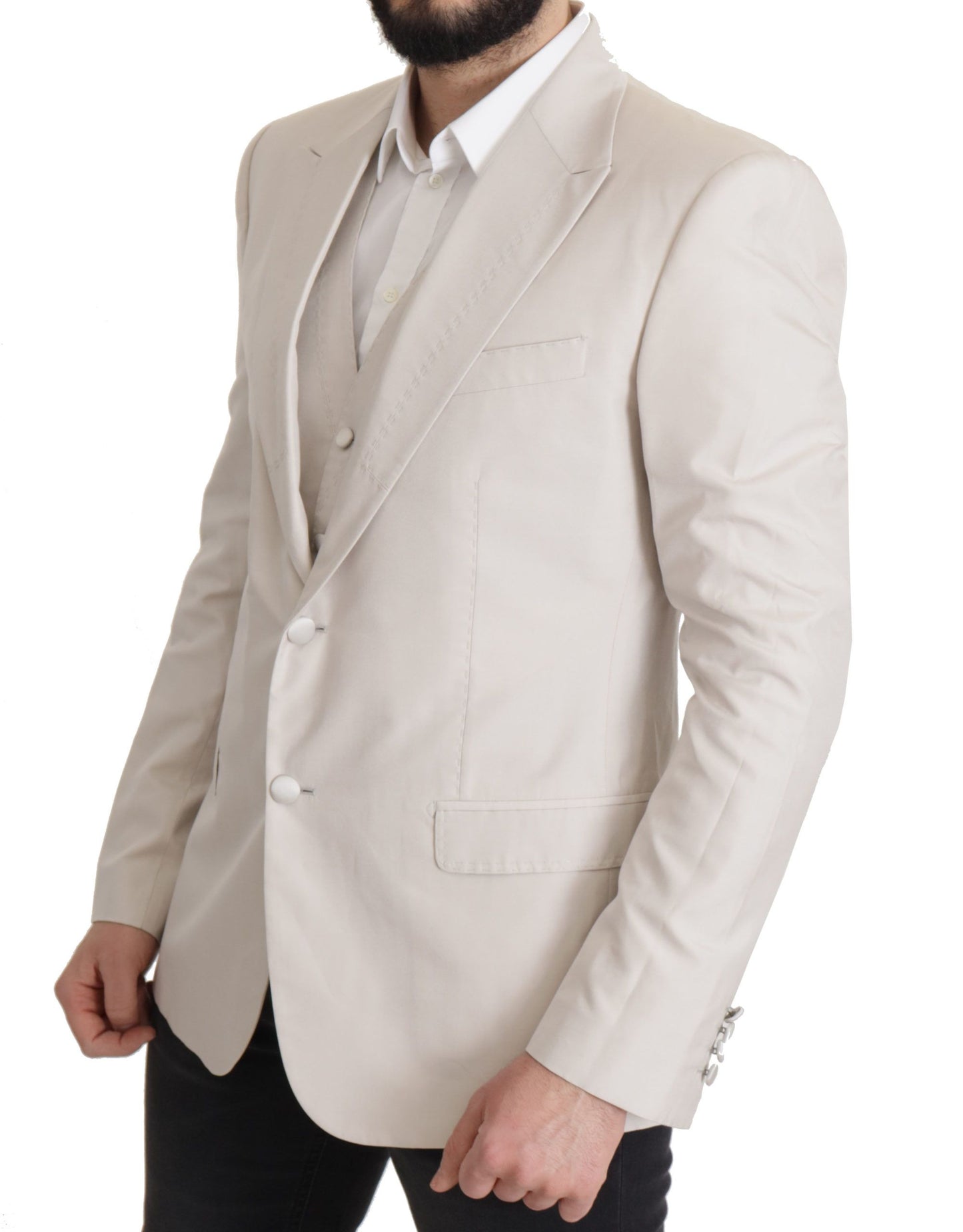 Dolce & Gabbana Gray Silk Single Breasted 2 Pc Blazer Dolce & Gabbana